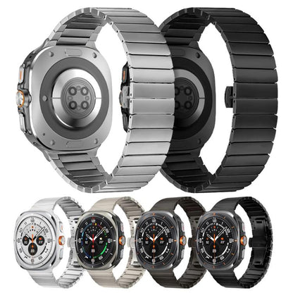 For Samsung Galaxy Watch Ultra 47mm / Ultra 2025 One-bead Butterfly Buckle Stainless Steel Watch Band(Titanium) by bashfashion
