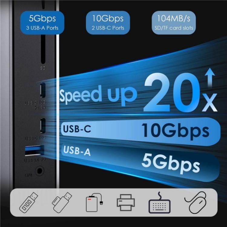 WAVLINK WL-UG69PD13Pro DisplayLink Docking Station 15 in 1 USB-C Hub for MacBook Laptop(US Plug) by WAVLINK