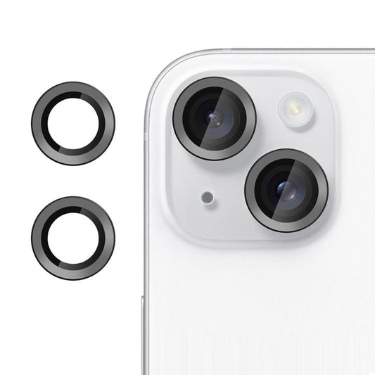 For iPhone 15 Plus Kalebol No Flicker Ultra-Thin Individual Camera Lens Tempered Glass Film(Black) by Kalebol