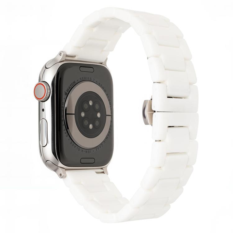 For Apple Watch 46mm / 49mm / 45mm / 44mm Tank Grain Ceramics Watch Band(White) by bashfashion