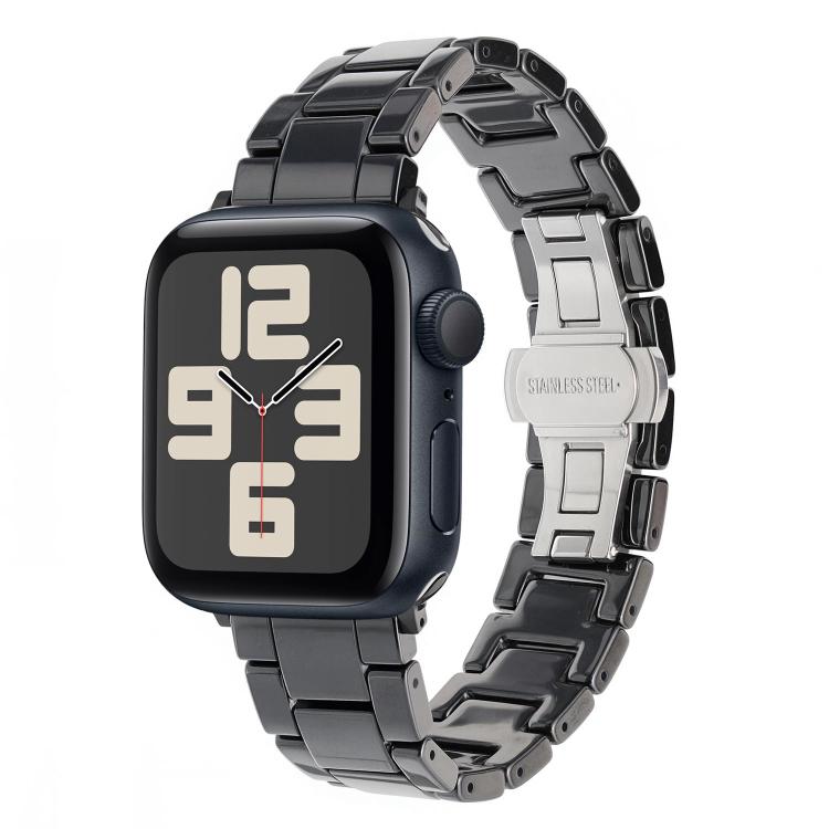 For Apple Watch 46mm / 49mm / 45mm / 44mm Tank Grain Ceramics Watch Band(Black) by bashfashion