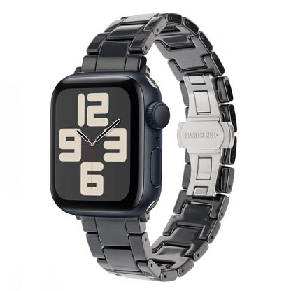 For Apple Watch 46mm / 49mm / 45mm / 44mm Tank Grain Ceramics Watch Band(Black) by bashfashion