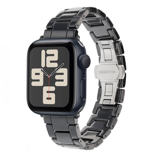 For Apple Watch 46mm / 49mm / 45mm / 44mm Tank Grain Ceramics Watch Band(Black) by bashfashion