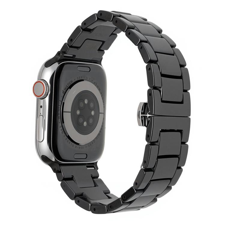 For Apple Watch 46mm / 49mm / 45mm / 44mm Tank Grain Ceramics Watch Band(Black) by bashfashion
