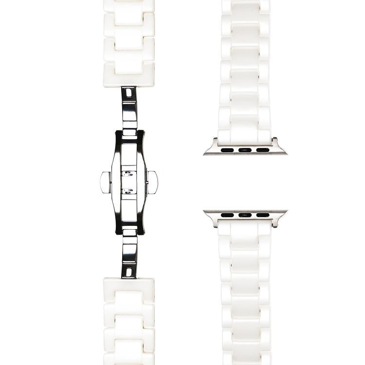 For Apple Watch 42mm / 41mm / 40mm / 38mm Tank Grain Ceramics Watch Band(White) by bashfashion