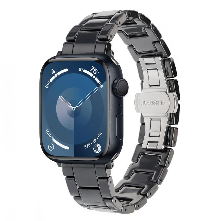 For Apple Watch 42mm / 41mm / 40mm / 38mm Tank Grain Ceramics Watch Band(Black) by bashfashion