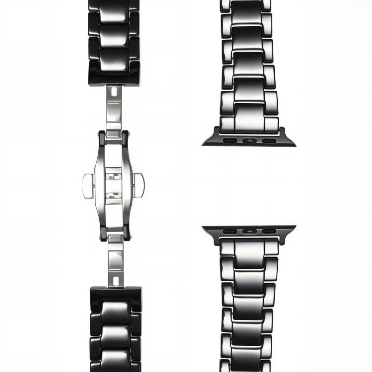 For Apple Watch 42mm / 41mm / 40mm / 38mm Tank Grain Ceramics Watch Band(Black) by bashfashion