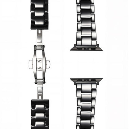 For Apple Watch 42mm / 41mm / 40mm / 38mm Tank Grain Ceramics Watch Band(Black) by bashfashion