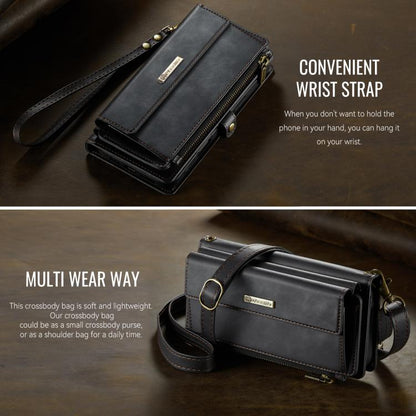 For iPhone 16 Pro Max CaseMe C39 RFID Blocking Zipper Wallet Leather Phone Case with Crossbody Strap(Black) by CaseMe