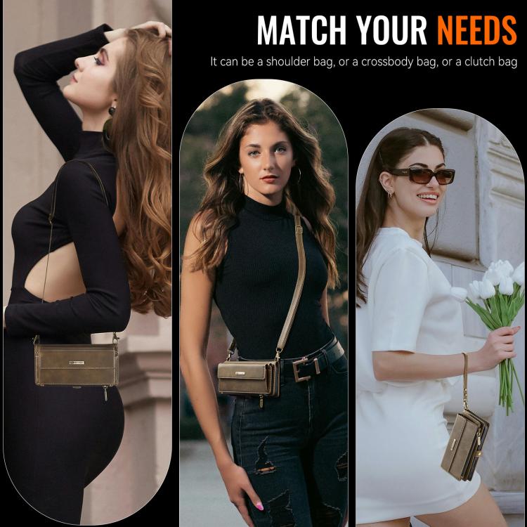 For iPhone 16 Pro Max CaseMe C39 RFID Blocking Zipper Wallet Leather Phone Case with Crossbody Strap(Coffee) by CaseMe