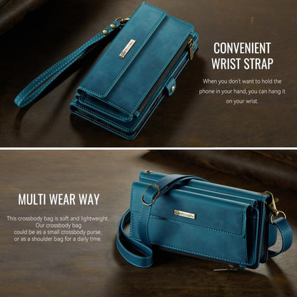 For iPhone 16 Pro Max CaseMe C39 RFID Blocking Zipper Wallet Leather Phone Case with Crossbody Strap(Green) by CaseMe