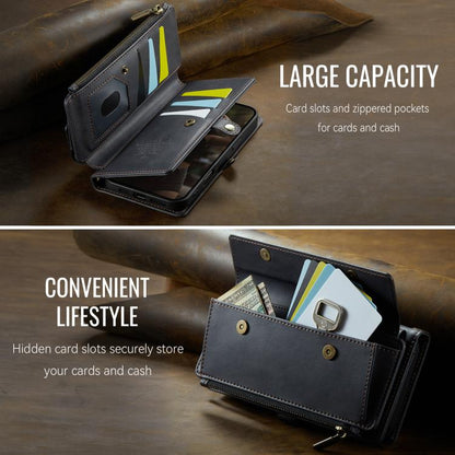 For iPhone 16 Pro CaseMe C39 RFID Blocking Zipper Wallet Leather Phone Case with Crossbody Strap(Black) by CaseMe