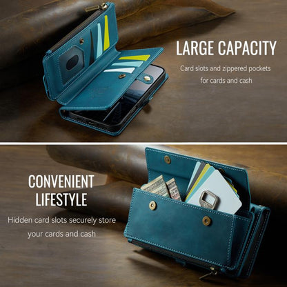 For iPhone 16 Pro CaseMe C39 RFID Blocking Zipper Wallet Leather Phone Case with Crossbody Strap(Green) by CaseMe