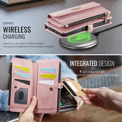 For iPhone 16 Plus CaseMe C39 RFID Blocking Zipper Wallet Leather Phone Case with Crossbody Strap(Pink) by CaseMe