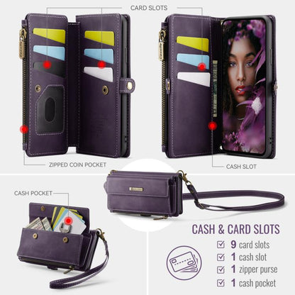 For iPhone 11 CaseMe C39 RFID Blocking Zipper Wallet Leather Phone Case with Crossbody Strap(Purple) by CaseMe