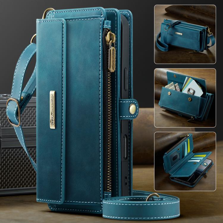 For iPhone 17 CaseMe C39 RFID Blocking Zipper Wallet Leather Phone Case with Crossbody Strap(Green) by CaseMe
