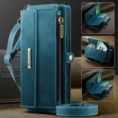 For iPhone Air CaseMe C39 RFID Blocking Zipper Wallet Leather Phone Case with Crossbody Strap(Green) by CaseMe