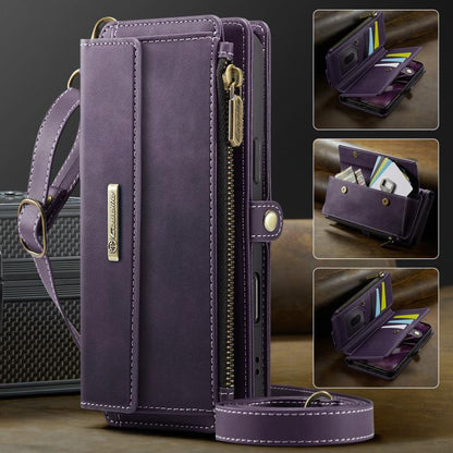 For iPhone Air CaseMe C39 RFID Blocking Zipper Wallet Leather Phone Case with Crossbody Strap(Purple) by CaseMe