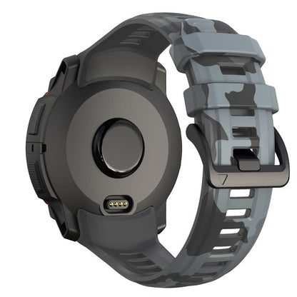 For Garmin Instinct 3 AMOLED / Solar 50mm Camouflage Printed Silicone Watch Band(Black Gray) by bashfashion
