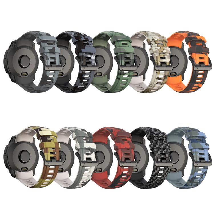 For Garmin Instinct 3 AMOLED / Solar 50mm Camouflage Printed Silicone Watch Band(Black Gray) by bashfashion