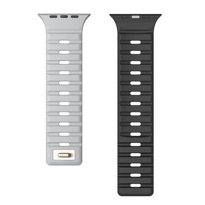 For Apple Watch 46mm / 49mm / 45mm / 44mm Norman Magnetic Silicone Watch Band(Light Gray Black) by bashfashion