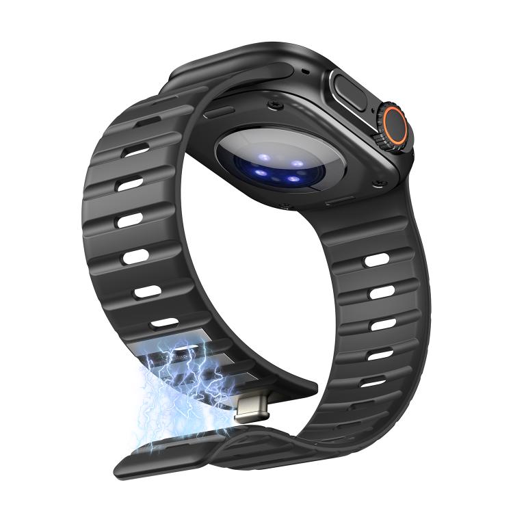 For Apple Watch 46mm / 49mm / 45mm / 44mm Norman Magnetic Silicone Watch Band(Black) by bashfashion