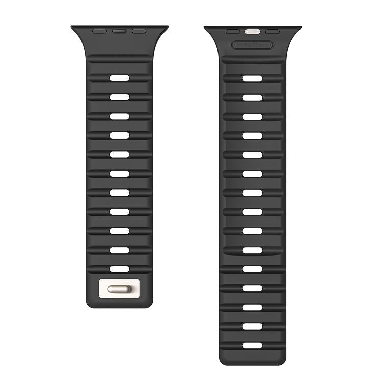 For Apple Watch 46mm / 49mm / 45mm / 44mm Norman Magnetic Silicone Watch Band(Black) by bashfashion