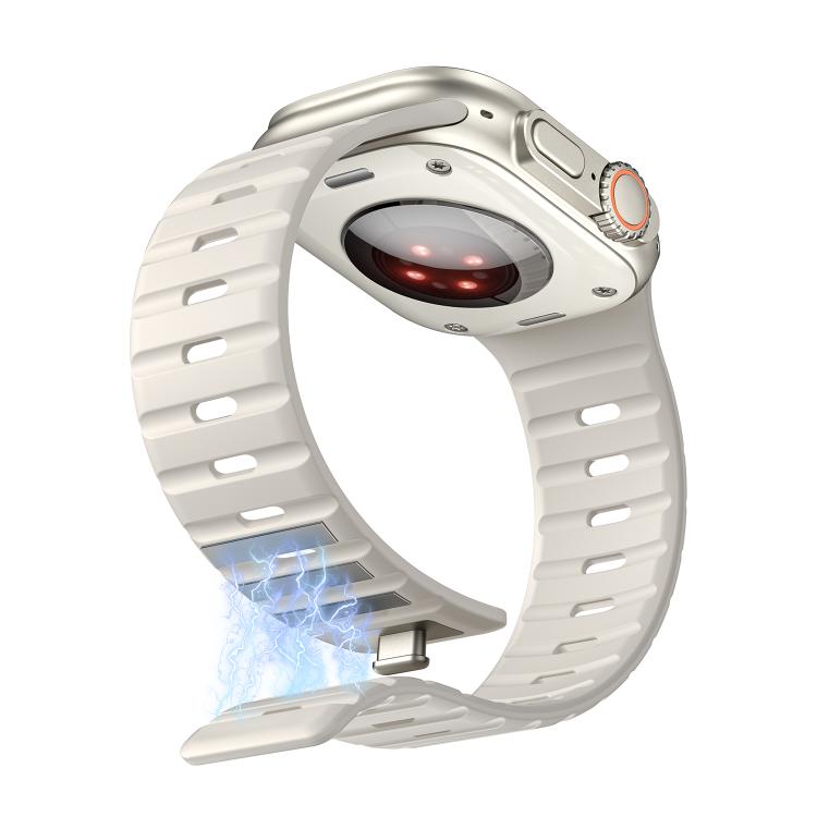 For Apple Watch 46mm / 49mm / 45mm / 44mm Norman Magnetic Silicone Watch Band(Starlight) by bashfashion