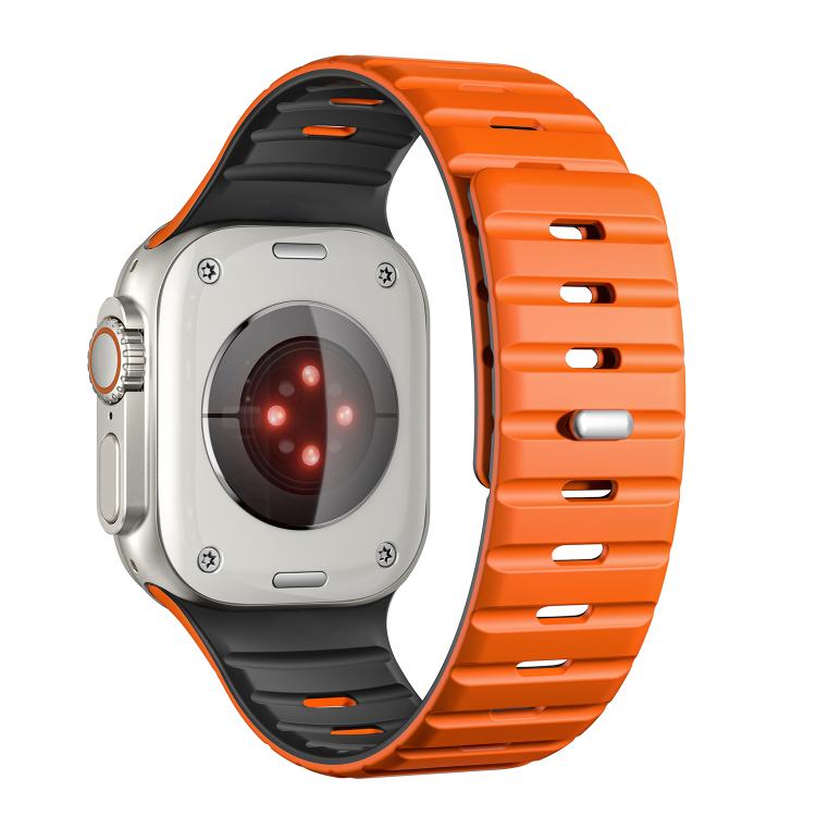 For Apple Watch 42mm / 41mm / 40mm / 38mm Norman Magnetic Silicone Watch Band(Orange Black) by bashfashion