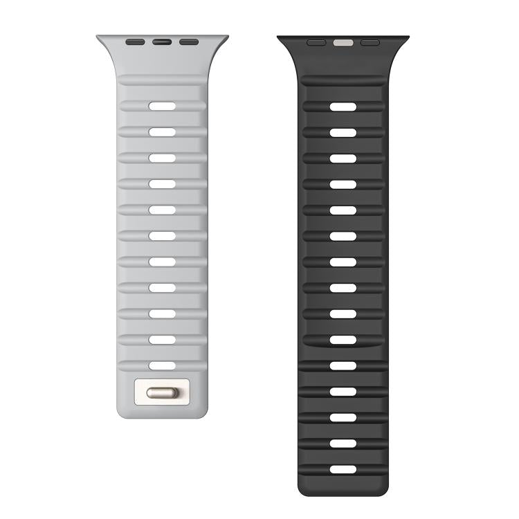 For Apple Watch 42mm / 41mm / 40mm / 38mm Norman Magnetic Silicone Watch Band(Light Gray Black) by bashfashion