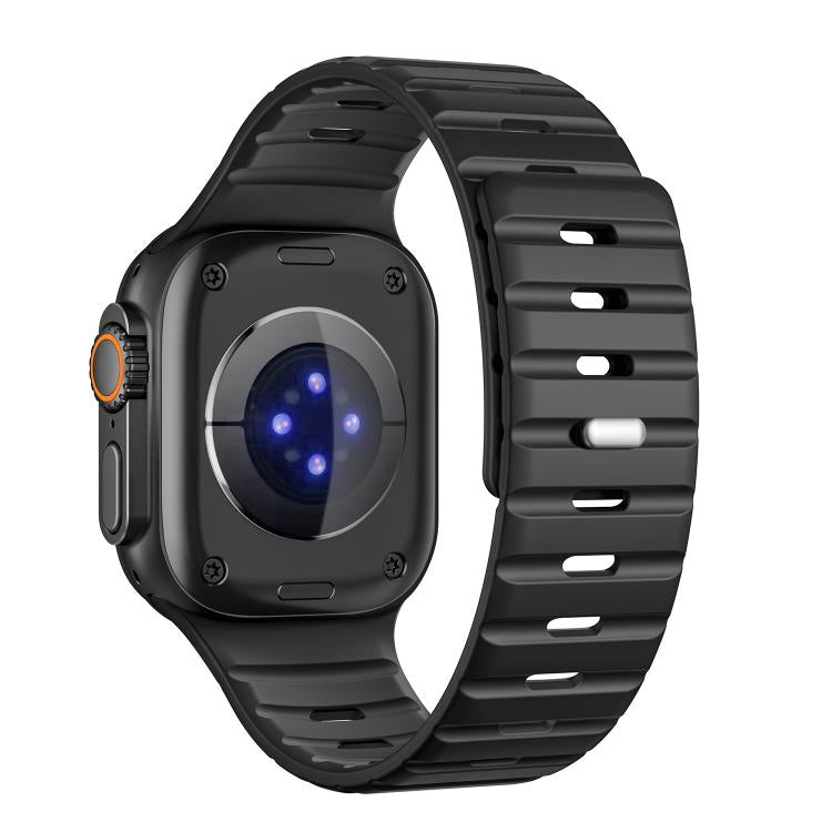 For Apple Watch 42mm / 41mm / 40mm / 38mm Norman Magnetic Silicone Watch Band(Black) by bashfashion