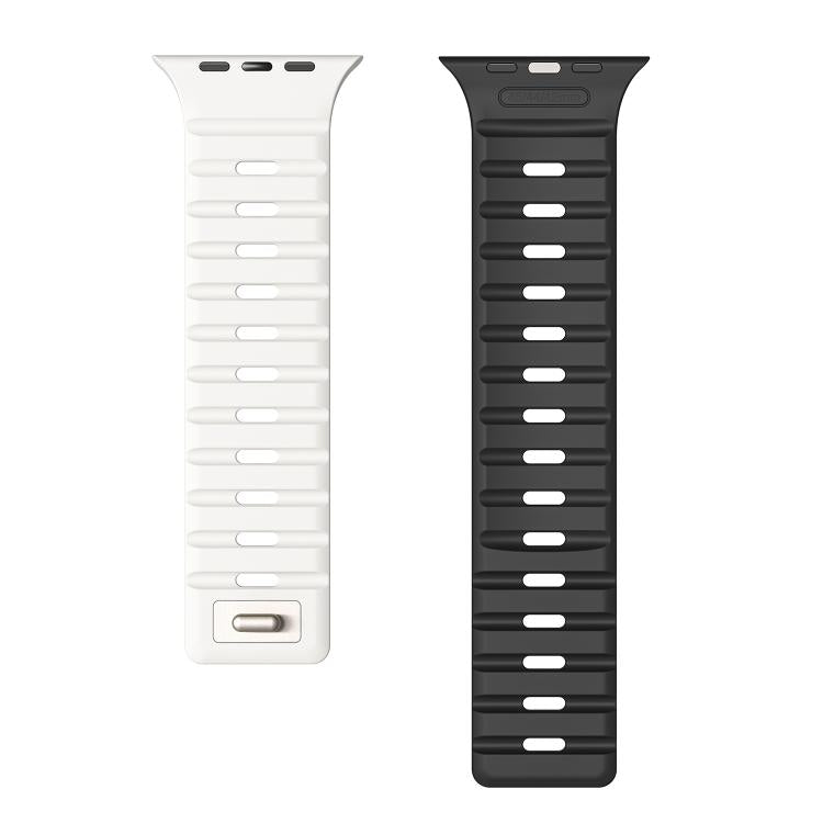 For Apple Watch 42mm / 41mm / 40mm / 38mm Norman Magnetic Silicone Watch Band(White Black) by bashfashion