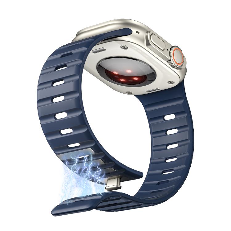 For Apple Watch 42mm / 41mm / 40mm / 38mm Norman Magnetic Silicone Watch Band(Dark Blue) by bashfashion