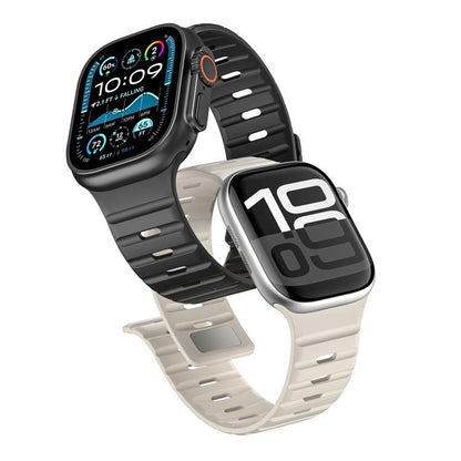 For Apple Watch 42mm / 41mm / 40mm / 38mm Norman Magnetic Silicone Watch Band(Black Orange) by bashfashion