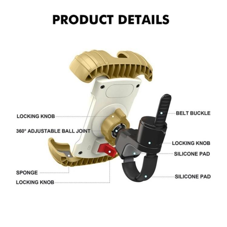 Z012 360 Degree Rotation Universal Cellphone Holder Motorcycle Bicycle Handlebar Phone Mount(Khaki) by bashfashion