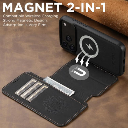 For iPhone 17 Pro Max Suteni Q05 2-in-1 Multi-function MagSafe Wallet Litchi Leather Phone Case(Black) by Suteni