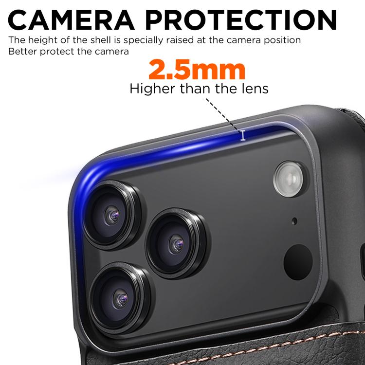 For iPhone 17 Pro Max Suteni Q05 2-in-1 Multi-function MagSafe Wallet Litchi Leather Phone Case(Black) by Suteni