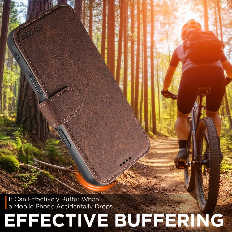 For iPhone 17 Pro Max Suteni Q05 2-in-1 Multi-function MagSafe Wallet Litchi Leather Phone Case(Brown) by Suteni