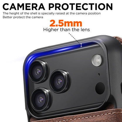 For iPhone 17 Pro Suteni Q05 2-in-1 Multi-function MagSafe Wallet Litchi Leather Phone Case(Brown) by Suteni