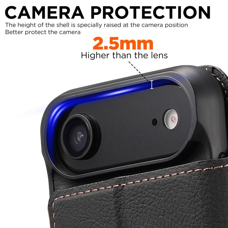 For iPhone Air Suteni Q05 2-in-1 Multi-function MagSafe Wallet Litchi Leather Phone Case(Black) by Suteni