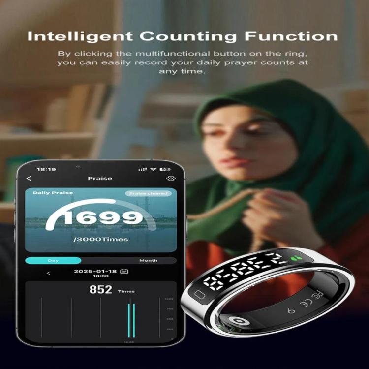 R11C SIZE 8 Smart Ring, Support Heart Rate / Blood Oxygen / Sleep Monitoring / Multiple Sport Modes(Silver) by bashfashion