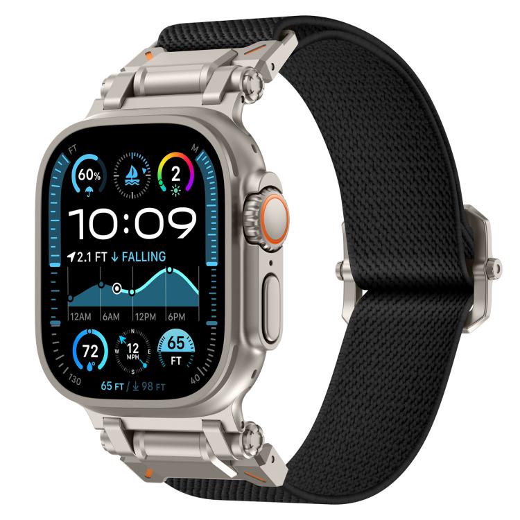 For Apple Watch 46mm / 49mm / 45mm / 44mm Explorer Polyester Nylon Watch Band(Titanium Black) by bashfashion
