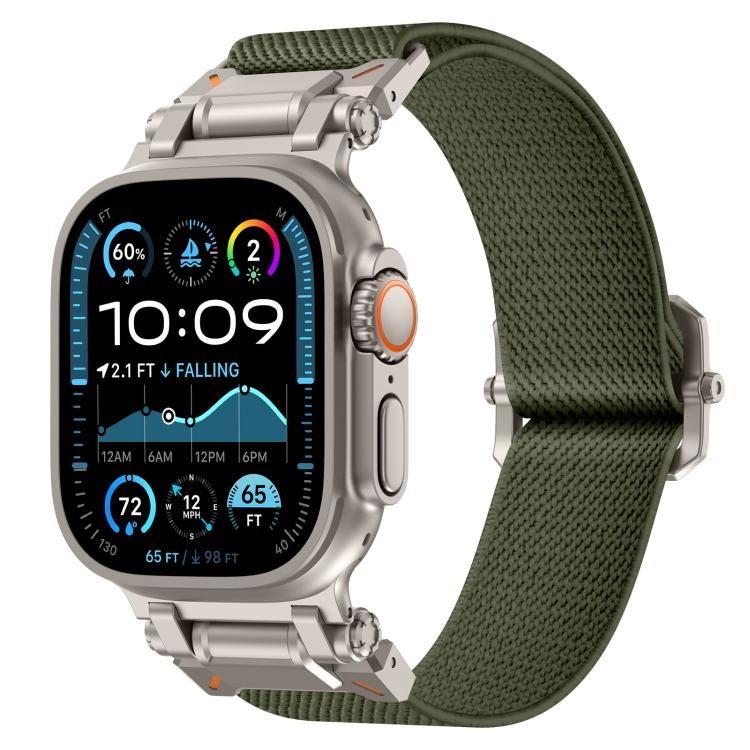 For Apple Watch 46mm / 49mm / 45mm / 44mm Explorer Polyester Nylon Watch Band(Titanium Green) by bashfashion
