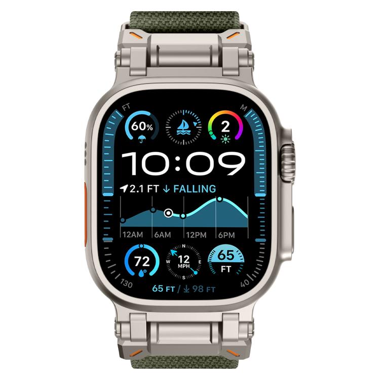 For Apple Watch 46mm / 49mm / 45mm / 44mm Explorer Polyester Nylon Watch Band(Titanium Green) by bashfashion