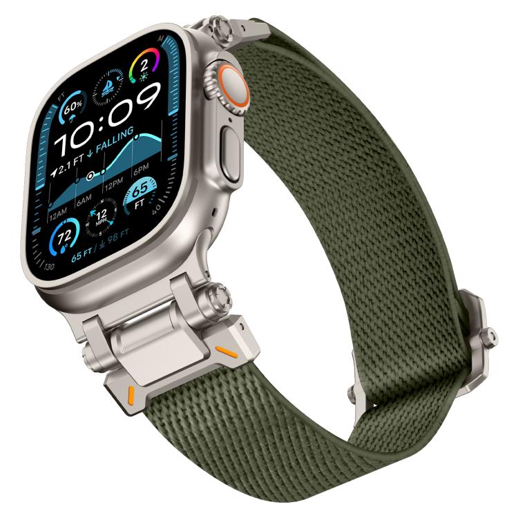 For Apple Watch 46mm / 49mm / 45mm / 44mm Explorer Polyester Nylon Watch Band(Titanium Green) by bashfashion