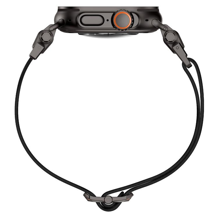 For Apple Watch 46mm / 49mm / 45mm / 44mm Explorer Polyester Nylon Watch Band(Black Black) by bashfashion