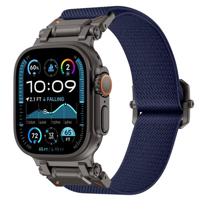 For Apple Watch 46mm / 49mm / 45mm / 44mm Explorer Polyester Nylon Watch Band(Black Blue) by bashfashion