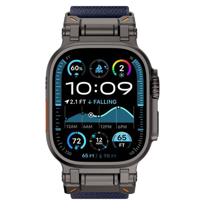 For Apple Watch 46mm / 49mm / 45mm / 44mm Explorer Polyester Nylon Watch Band(Black Blue) by bashfashion