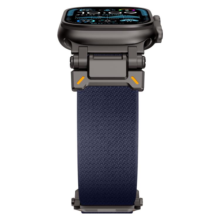 For Apple Watch 46mm / 49mm / 45mm / 44mm Explorer Polyester Nylon Watch Band(Black Blue) by bashfashion