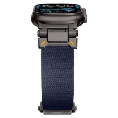 For Apple Watch 46mm / 49mm / 45mm / 44mm Explorer Polyester Nylon Watch Band(Black Blue) by bashfashion